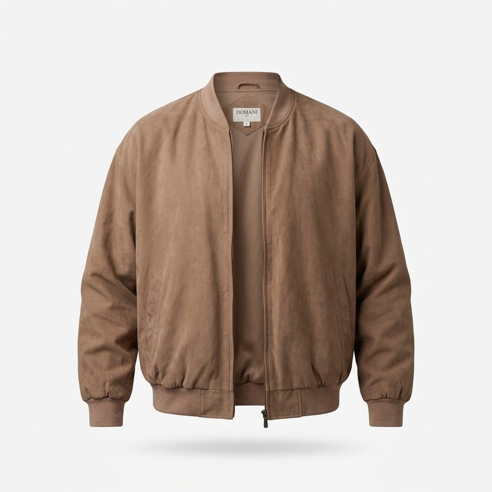 Vintage Domani Uomo Silk Bomber Jacket Mens XL Brown Full Zip 90s Stained